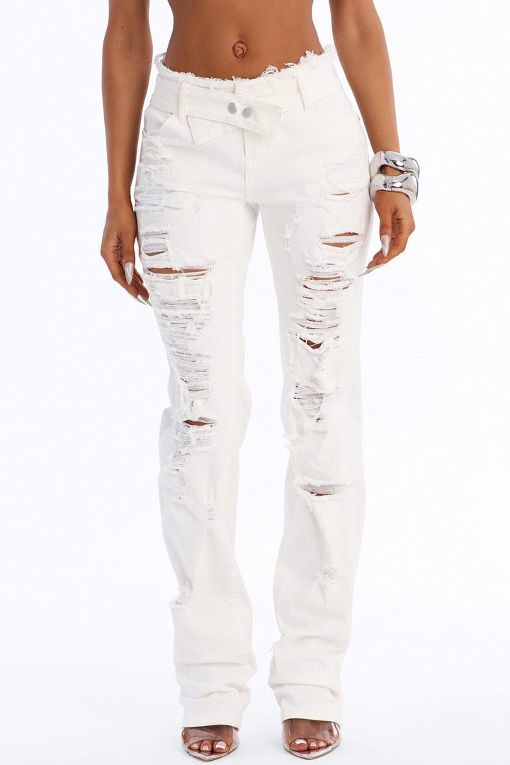 Major Rebellion Low Rise Jeans - White