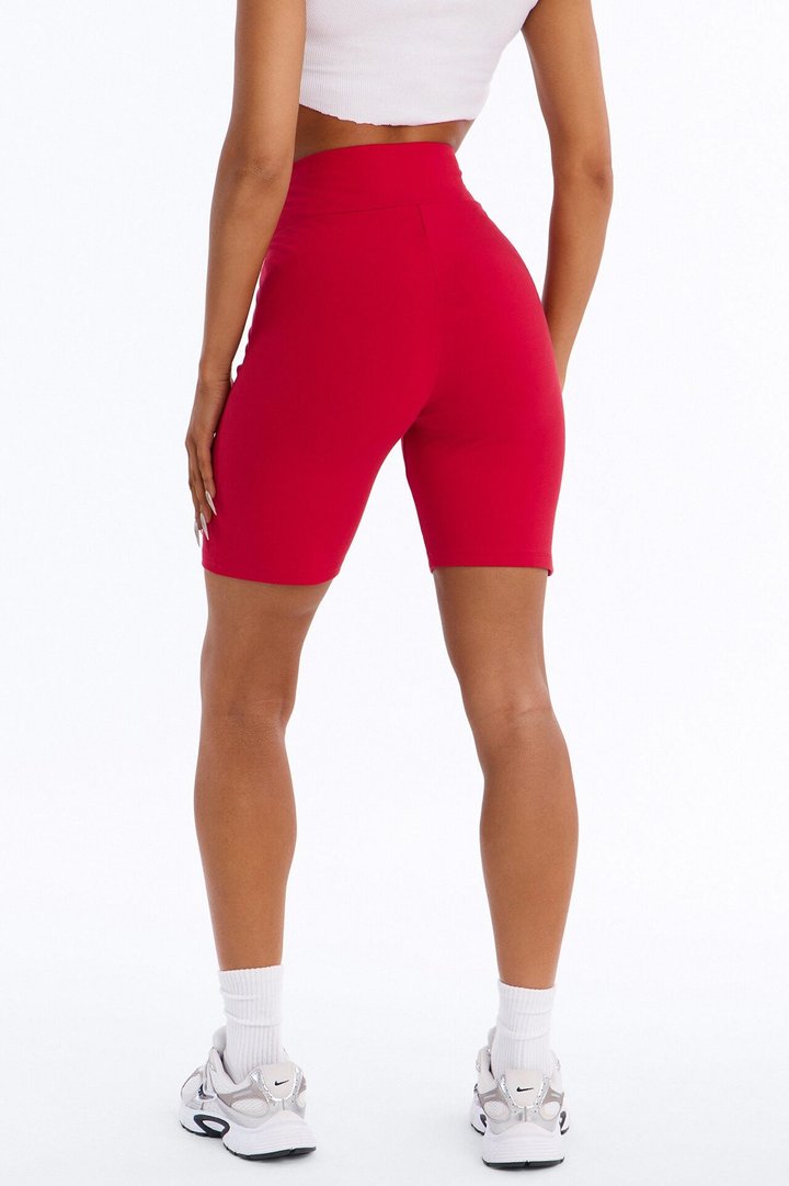 Quinn High Rise Everyday Cotton Biker Short 7″ - Red