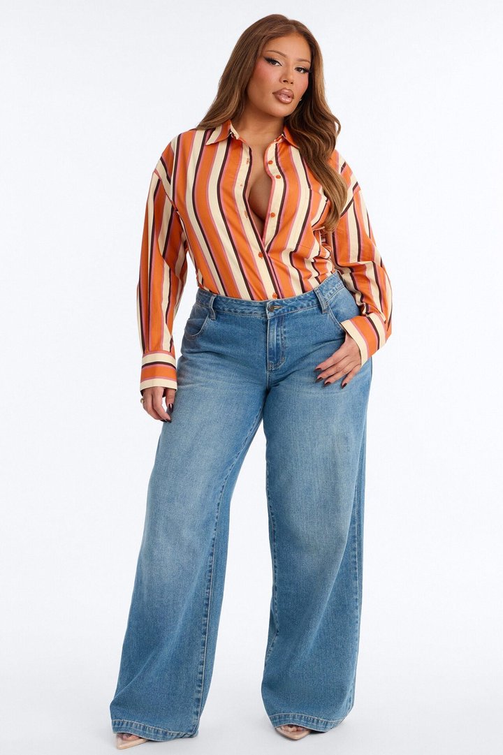 I'm The Main Topic Striped Shirt - Orange/combo