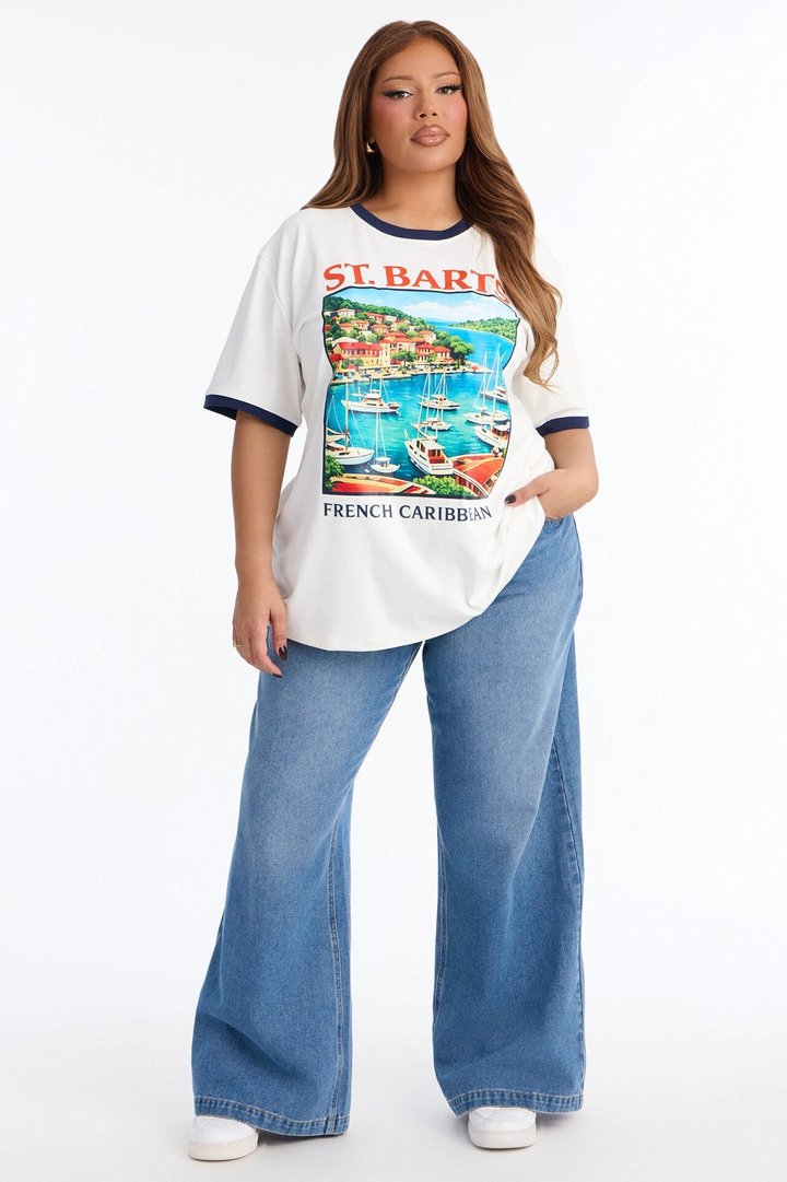 St. Barts Oversized Ringer Tee - Off White
