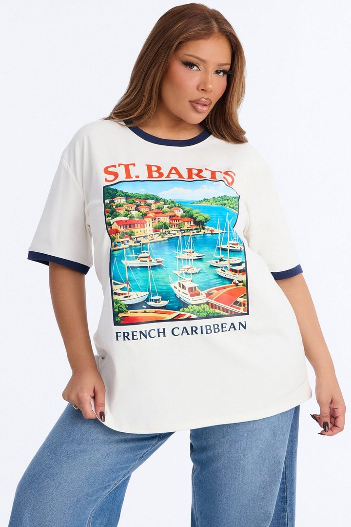St. Barts Oversized Ringer Tee - Off White