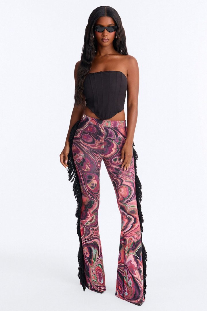 All At Once Fringe Flare Pant - Purple/combo