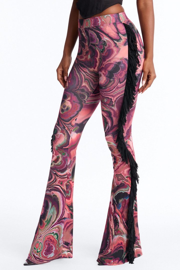 All At Once Fringe Flare Pant - Purple/combo