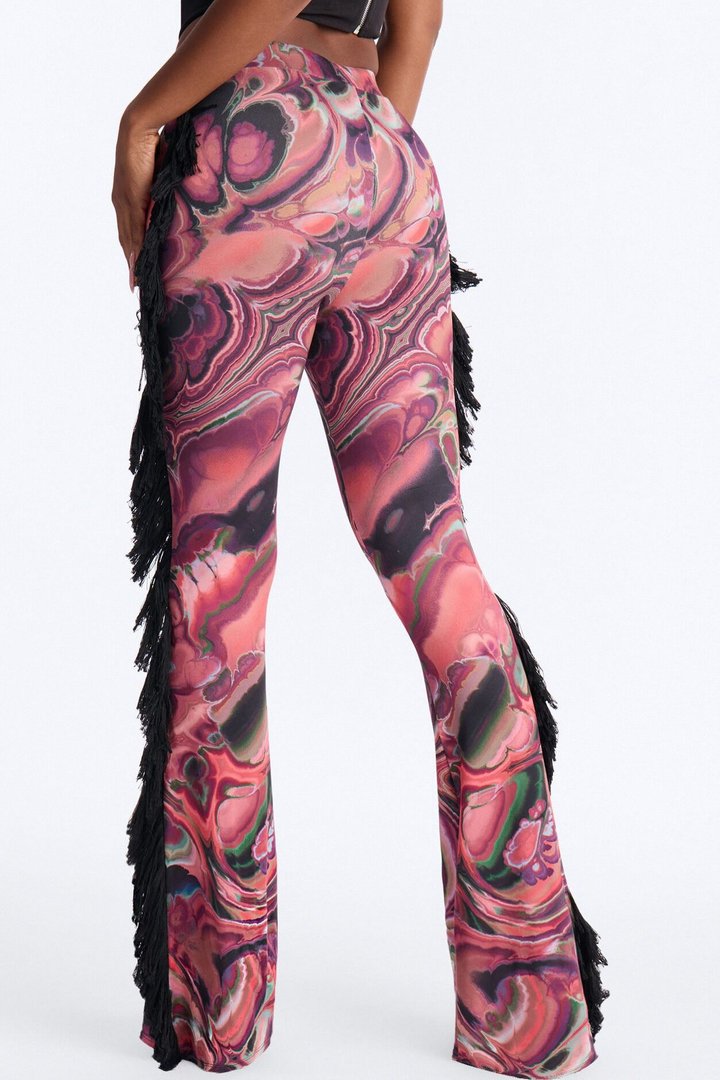 All At Once Fringe Flare Pant - Purple/combo