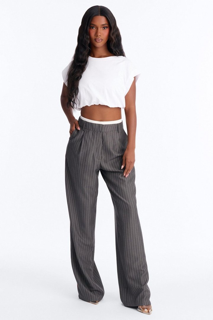 Tall Dedicated To You Double Waistband Trouser - Charcoal/combo