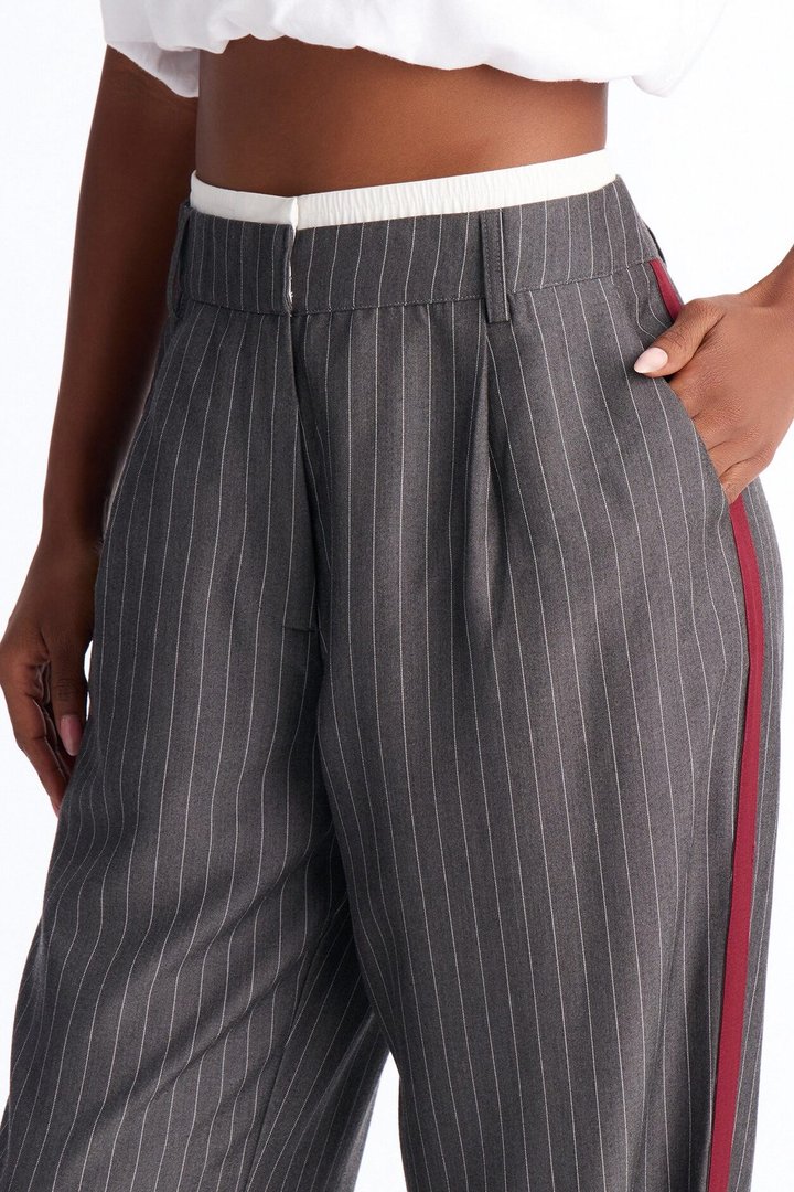 Tall Dedicated To You Double Waistband Trouser - Charcoal/combo