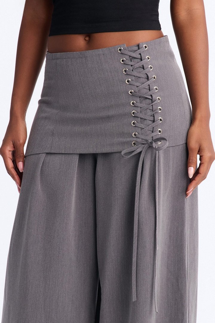 Carter High Rise Removable Corset Wide Leg Trouser - Grey