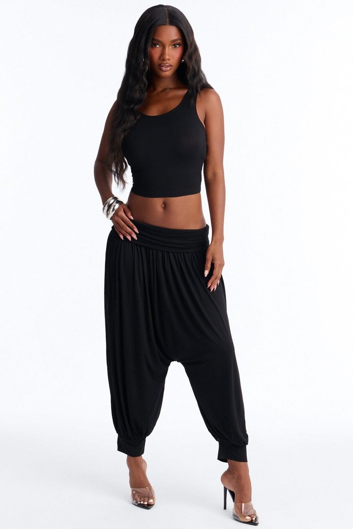 Moonchild Cropped Balloon Pant Set - Black
