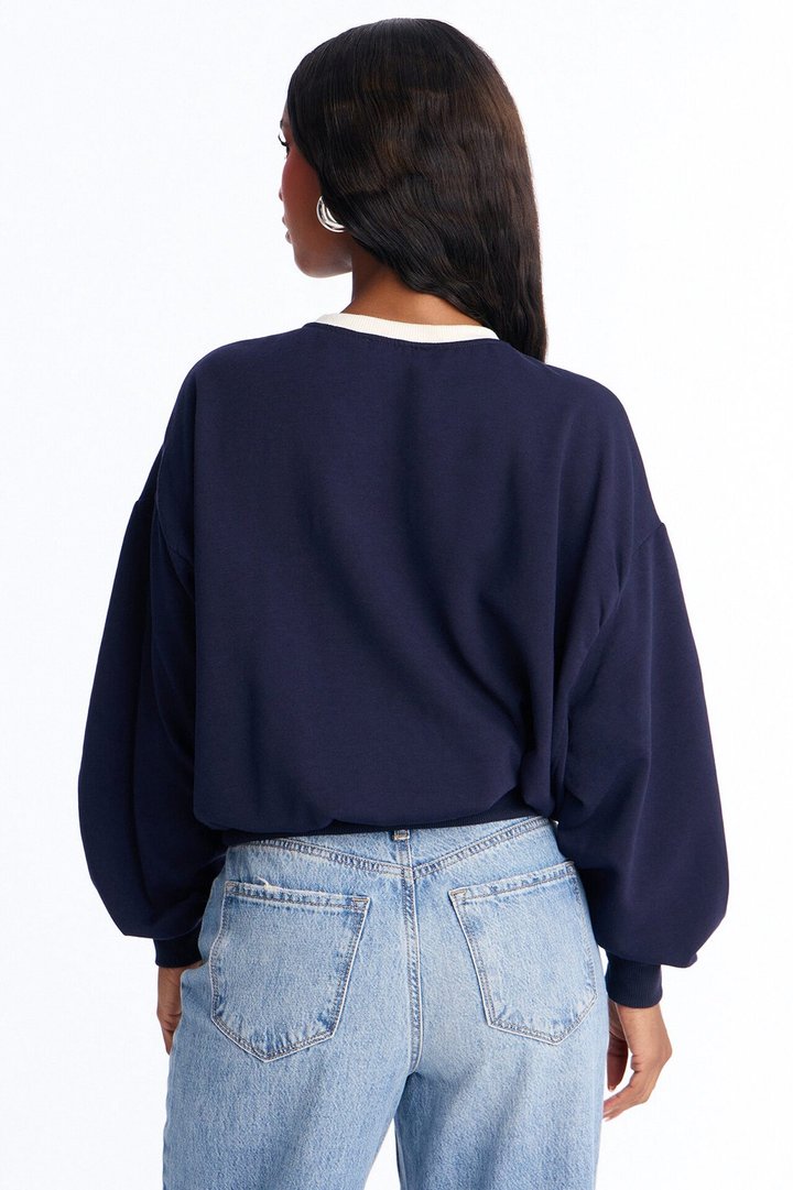 Brooklyn Varsity League Fleece Crew Neck Sweatshirt - Navy