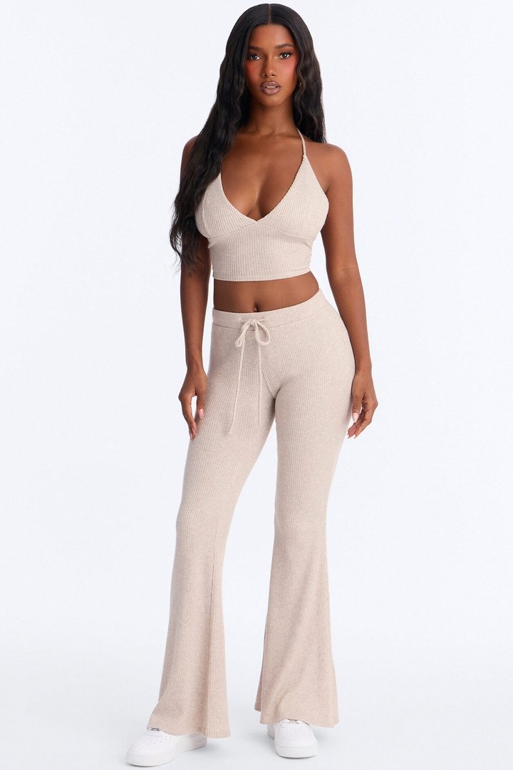 Molly Backless Flare Pant Set - Mocha