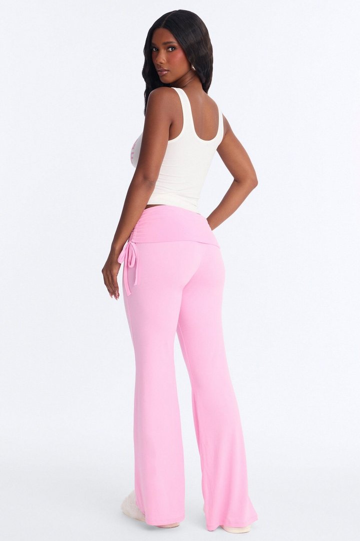 Petty Dreams Tank PJ Foldover Pant Set - White/Pink