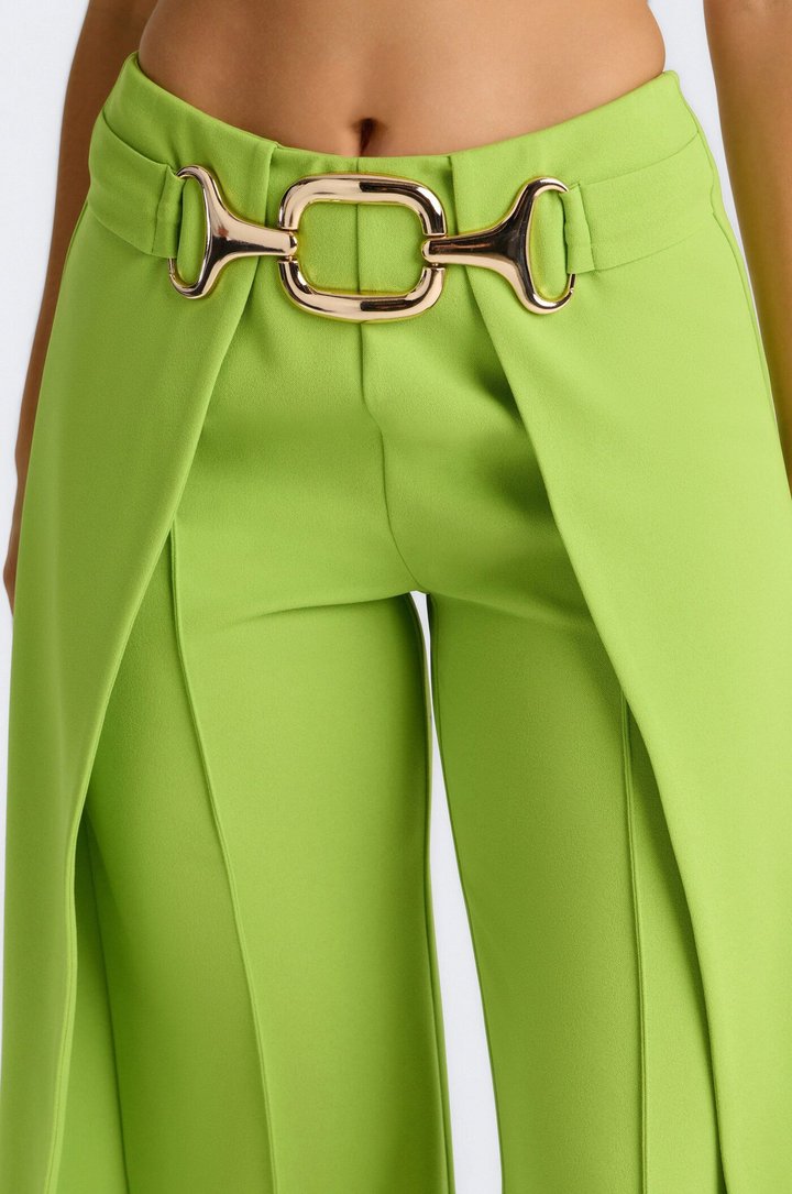 Bali Babe High Rise Wide Leg Trouser - Lime