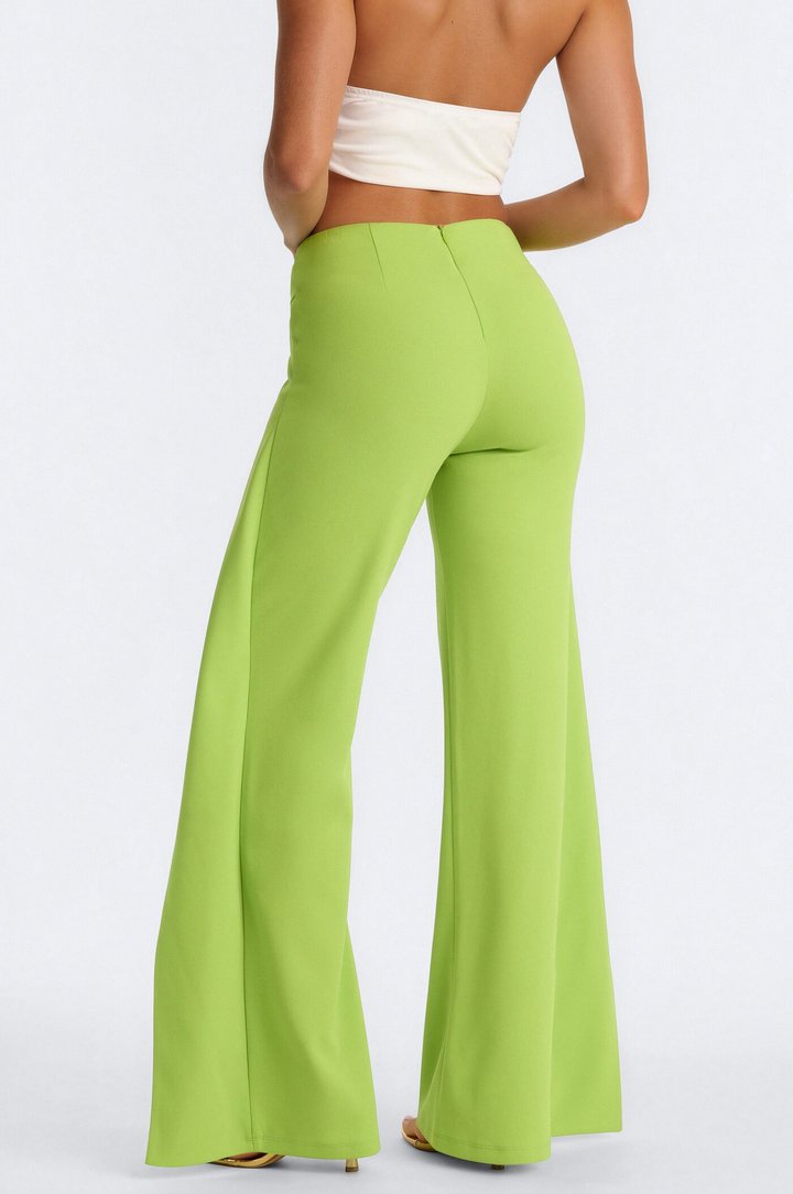 Bali Babe High Rise Wide Leg Trouser - Lime