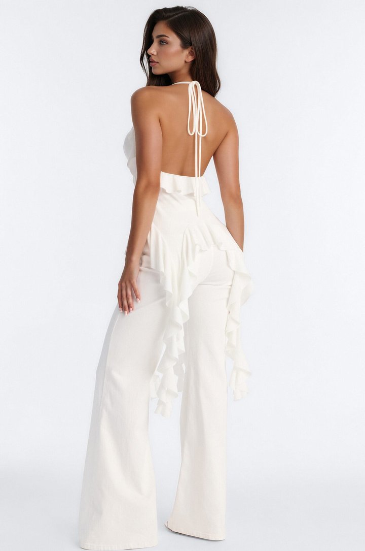 Justice Ribbed Flyaway Halter Top - White