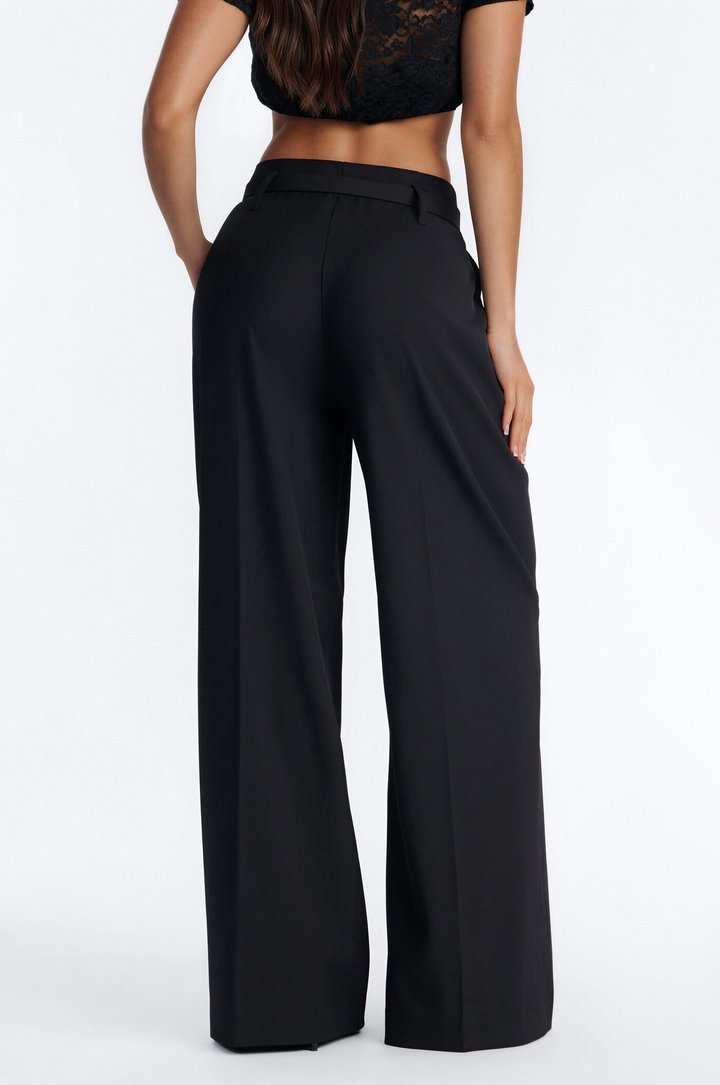 Nicole Belted Straight Leg Trouser - Black