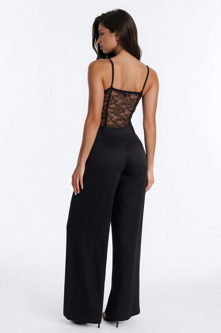 Mina Lace Wide Leg Jumpsuit - Black