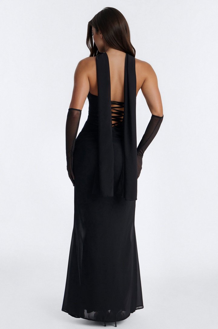 Rich Energy Chiffon Gown - Black