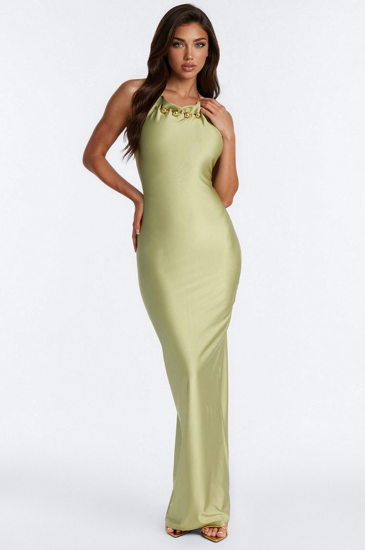 Solara Halter Maxi Dress - Olive