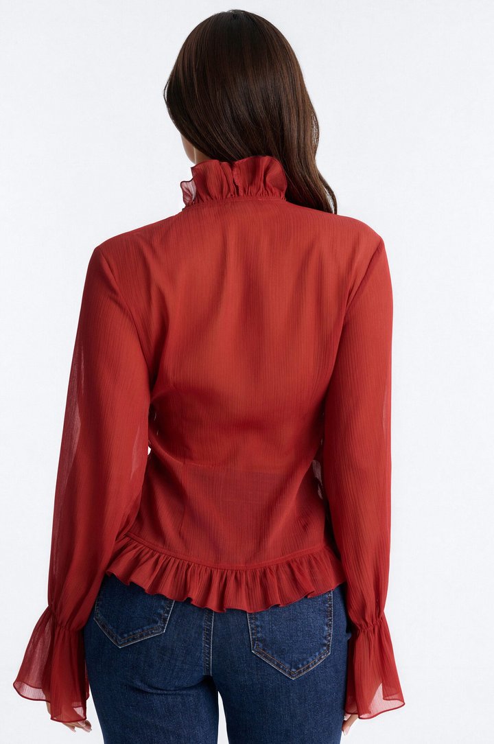 About Me Flyaway Chiffon Ruffle Top - Rust