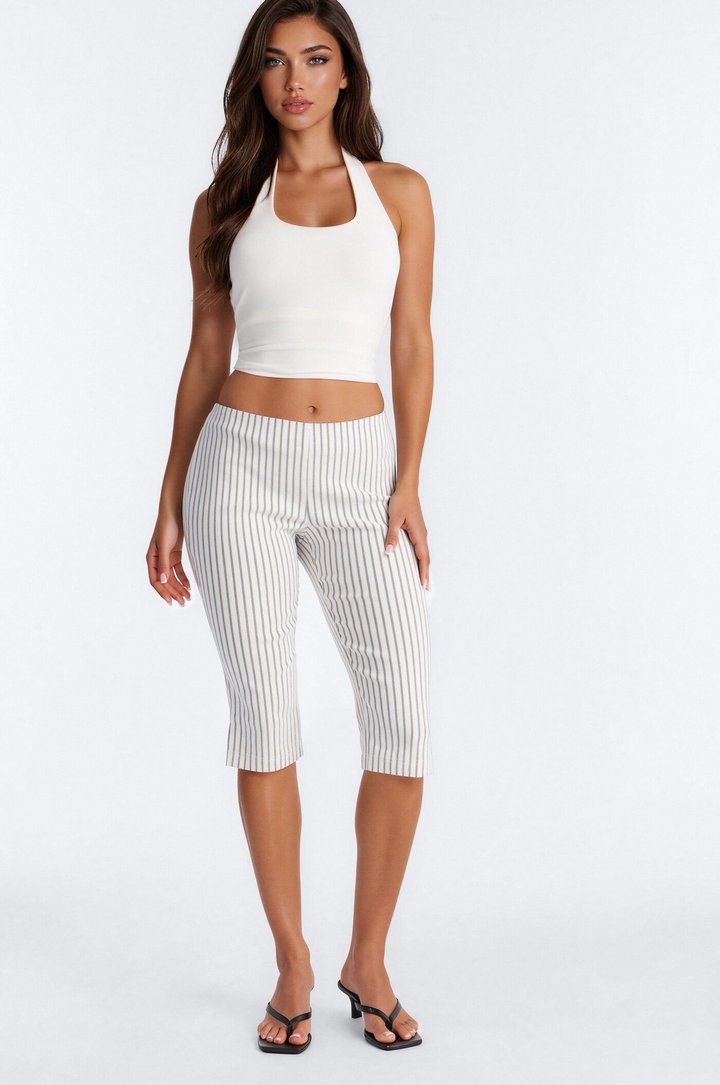 Sailor's Sweetheart Skinny Printed Capri Pant - White/combo