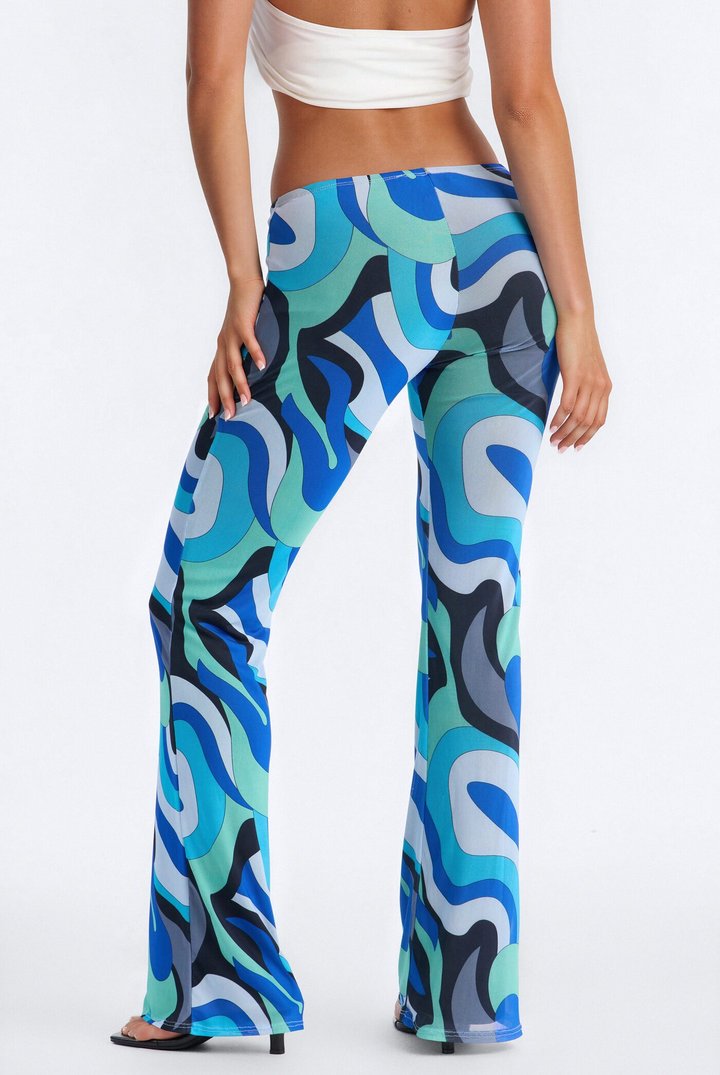All That Low Rise Mesh Flare Pant - Blue/combo