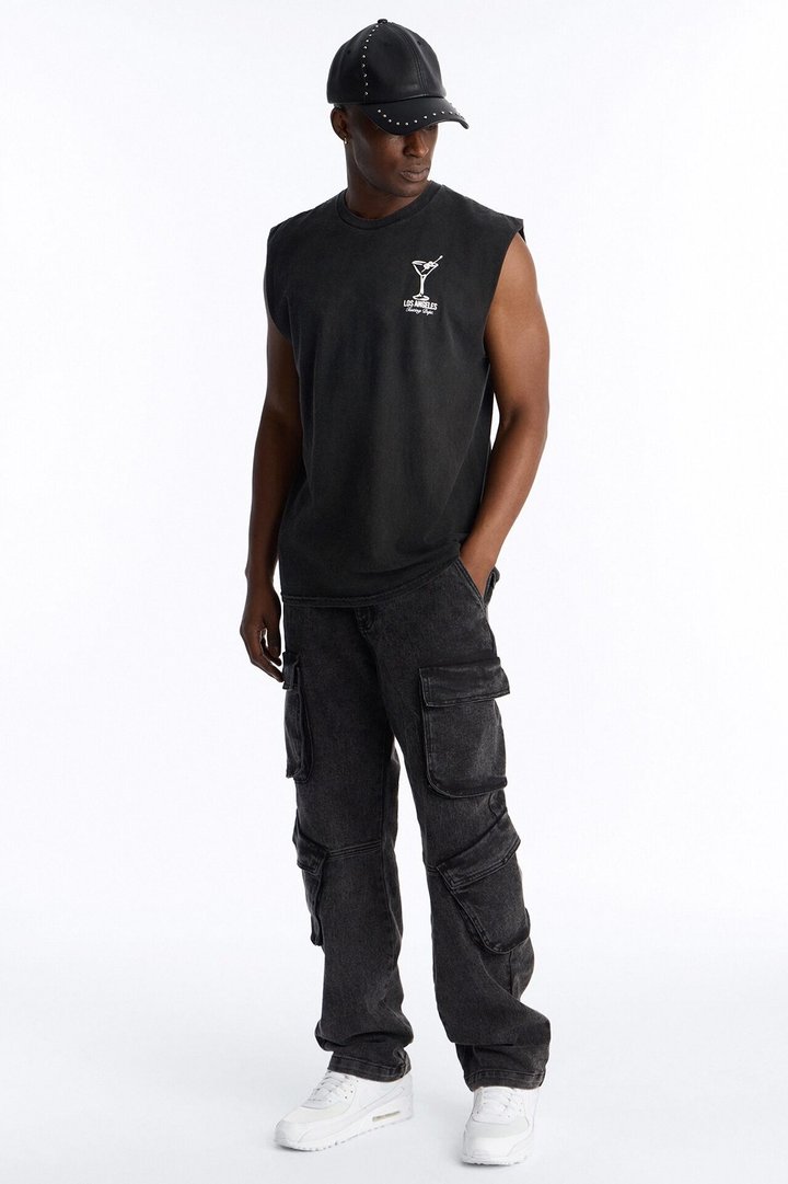 Los Angeles Martini Vintage Muscle Tee - Black