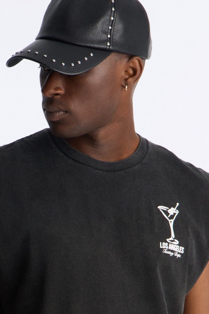 Los Angeles Martini Vintage Muscle Tee - Black