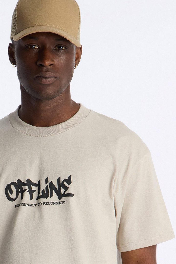 Going Offline Oversized Short Sleeve Tee - Light Grey