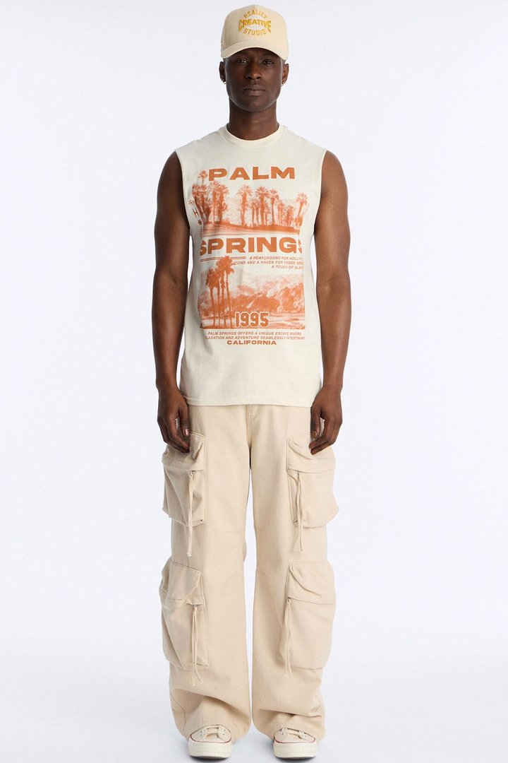 Palm Springs 1995 Muscle Tee - Natural