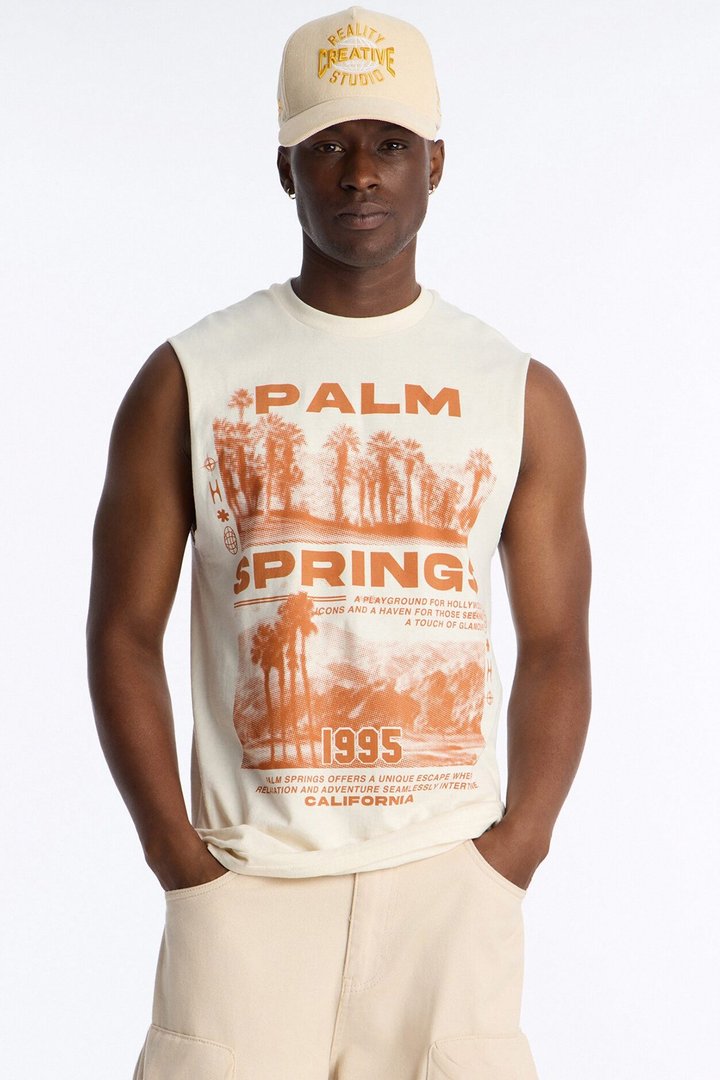 Palm Springs 1995 Muscle Tee - Natural