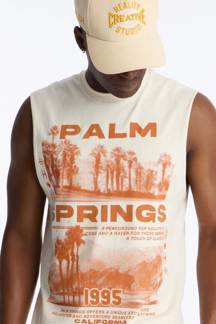 Palm Springs 1995 Muscle Tee - Natural