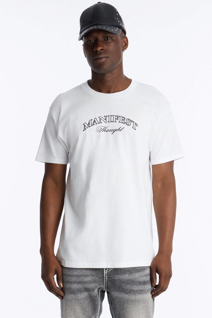 Manifest Thoughts Oversized Short Sleeve Tee - White