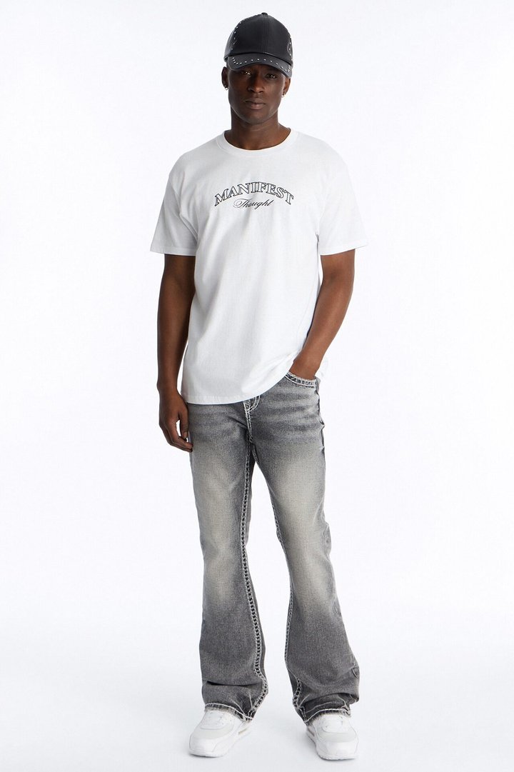Manifest Thoughts Oversized Short Sleeve Tee - White