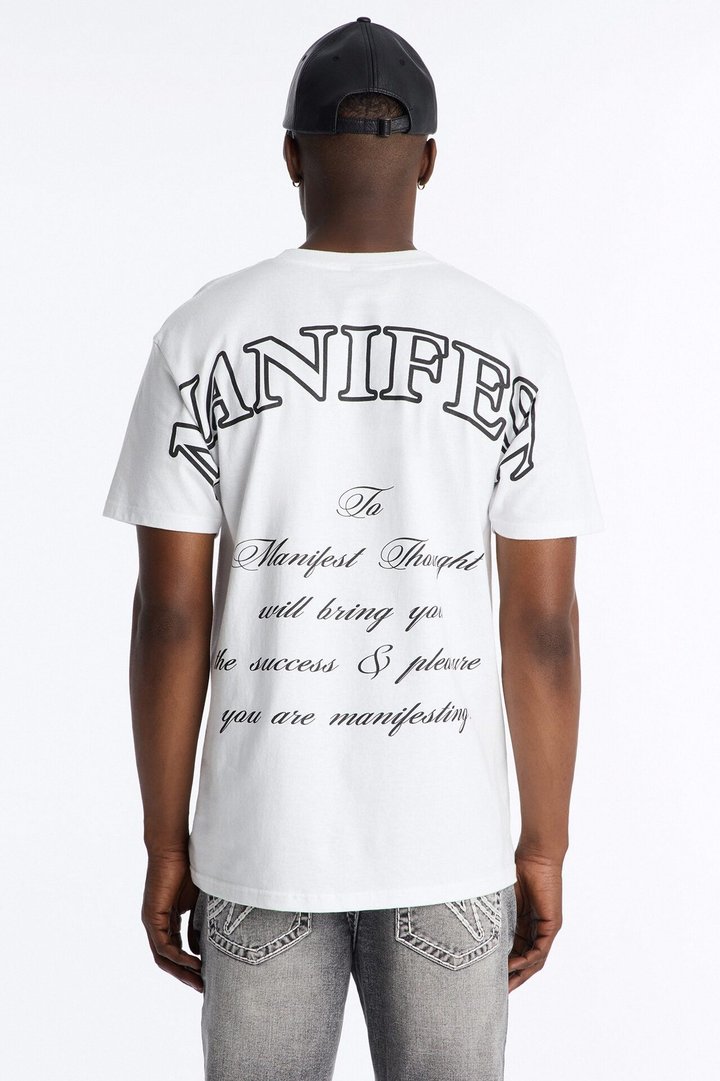 Manifest Thoughts Oversized Short Sleeve Tee - White