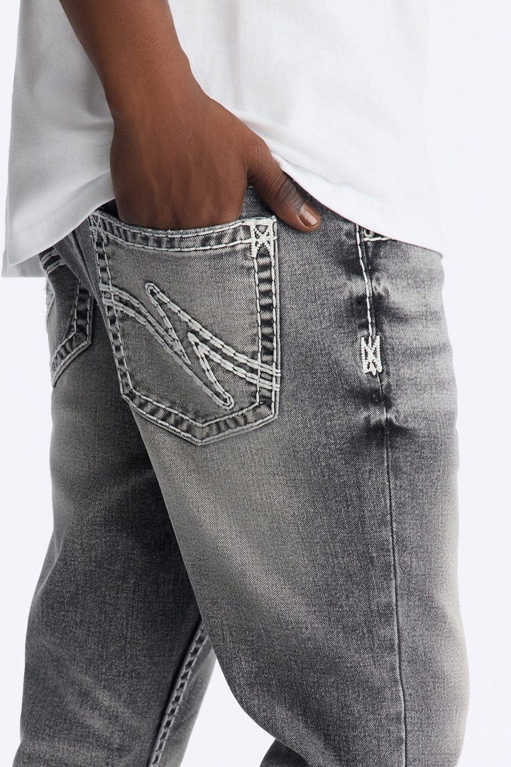 Heavy Stitch Stacked Skinny Flare Jean - Grey