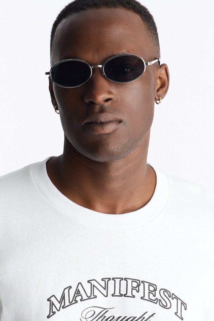 Revived Rhinestone Circular Sunglasses - Silver