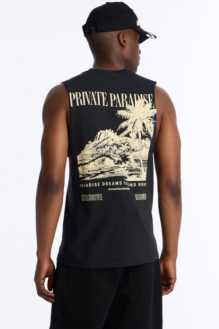 Private Paradise Muscle Tee - Black