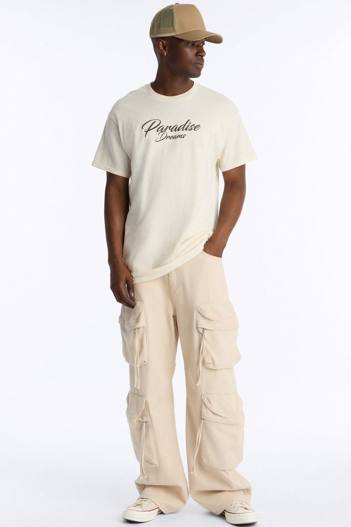 In Paradise Dreaming Oversized Short Sleeve Tee - Natural