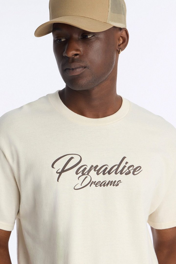 In Paradise Dreaming Oversized Short Sleeve Tee - Natural