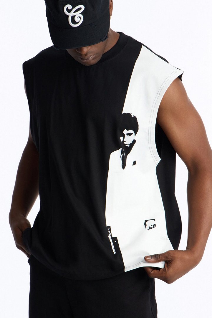 Heavy Weight Scarface Icon Muscle Tee - Black