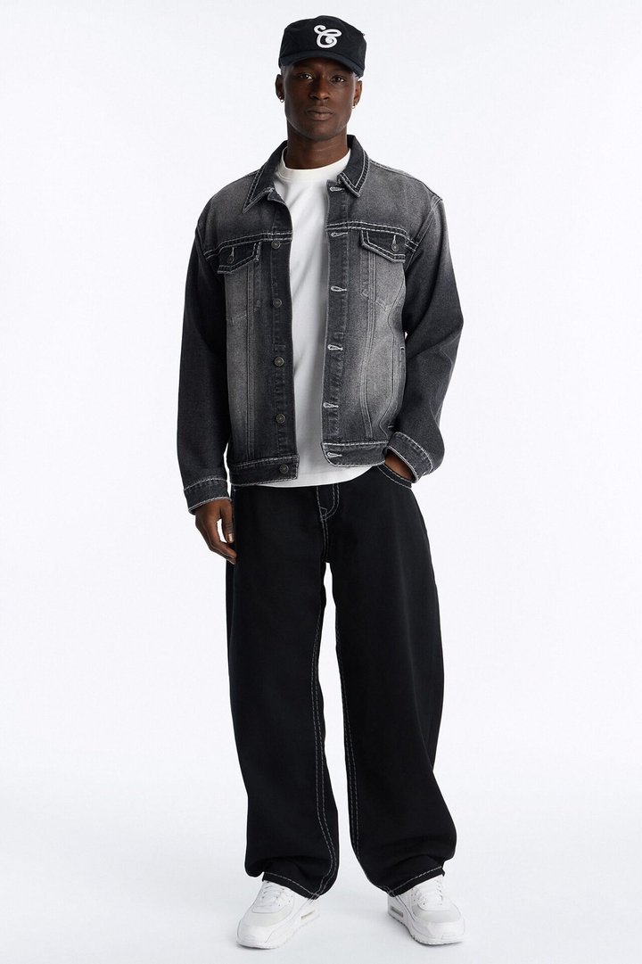 Heavy Stitch Denim Trucker Jacket - Black Wash