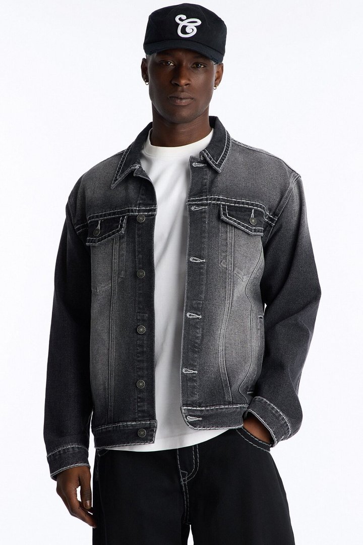 Heavy Stitch Denim Trucker Jacket - Black Wash