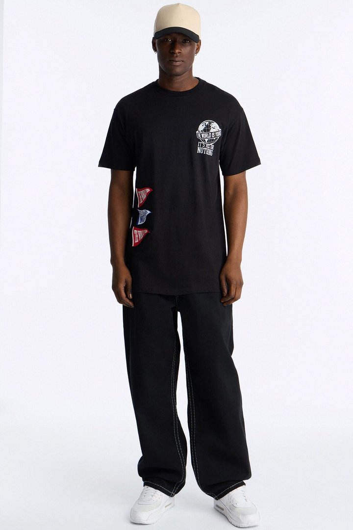 World Is Yours All Or Nothing Oversized Short Sleeve Tee - Black