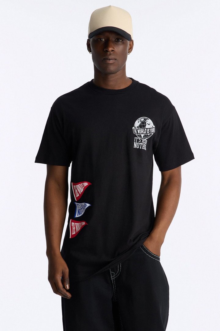 World Is Yours All Or Nothing Oversized Short Sleeve Tee - Black