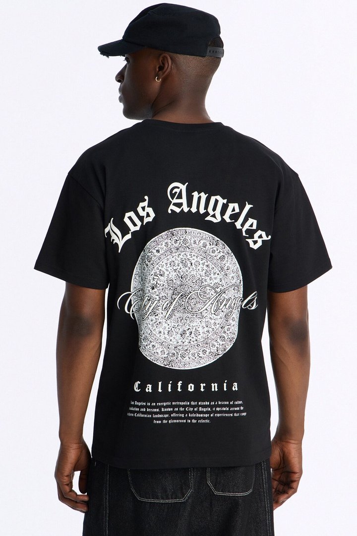 Los Angeles California Heavy Weight Short Sleeve Tee - Black