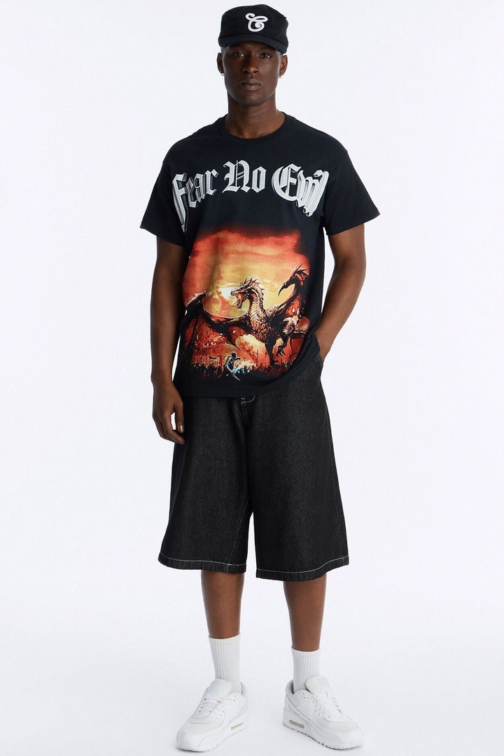 Fear No Evil Oversized Short Sleeve Tee - Black