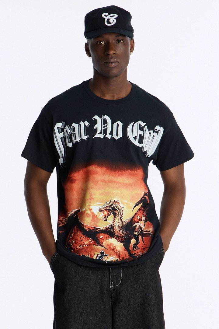 Fear No Evil Oversized Short Sleeve Tee - Black