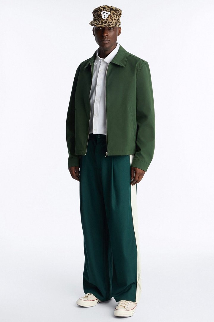 Satin Side Stripe Wide Leg Trouser - Green/combo