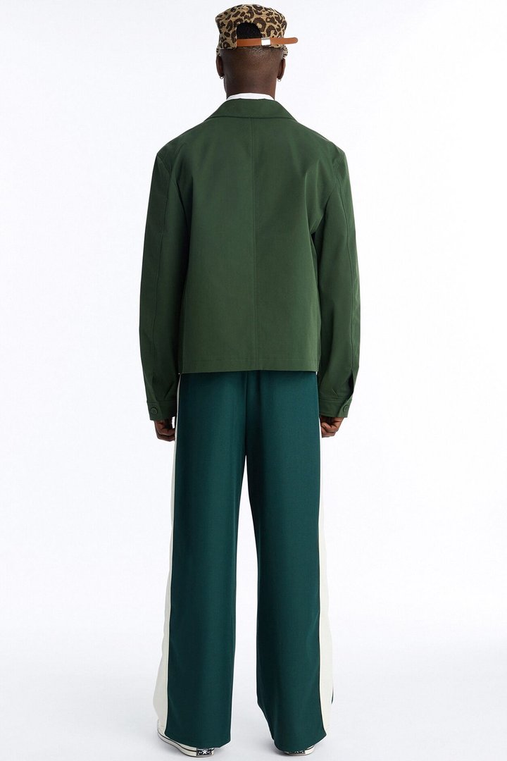 Satin Side Stripe Wide Leg Trouser - Green/combo