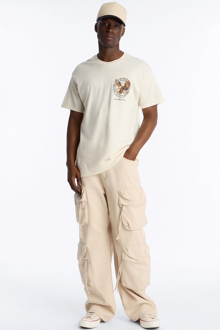 Live Life To The Fullest Oversized Short Sleeve Tee - Cream